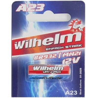 1 x Wilhelm A23 Alkaline Batterie MN21, V23GA, 23A 12V Ø10,0 x 28,3mm NEU