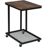 Woltu Beistelltisch Vintage Holz mit Rollen 51 x 36 x 60 cm