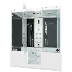 AcquaVapore Kombination Badewanne Dusche K88-SW-EH-A-SC-EA Duschtempel 100x180 cm aktive Schlauch-Reinigung