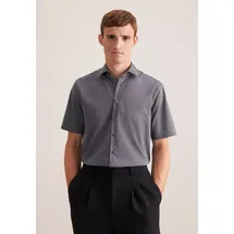 Seidensticker Businesshemd "Schwarze Rose", Herren, Gr. S38, normale Ärmellängen, grau, 100% Baumwolle, unifarben, regular fit, gerader Abschluss, Hemden, Regular 1/2 Kentkragen Uni