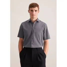 Seidensticker Businesshemd "Schwarze Rose", Herren, Gr. S38, normale Ärmellängen, grau, 100% Baumwolle, unifarben, regular fit, gerader Abschluss, Hemden, Regular 1/2 Kentkragen Uni