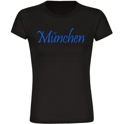 multifanshop Damen T-Shirt - München blau - Schriftzug - Druck blau - Frauen