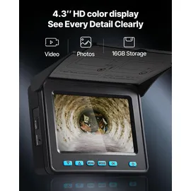 Vevor Inspektionskamera 50 m mit 4,3-Zoll-HD-Bildschirm IP68 wasserdicht