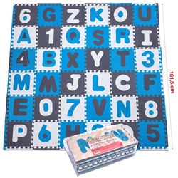 Pink Papaya Puzzlematte Puzzlematte mit Zahlen und Buchstaben Kids Zone, Extra weich, kombiniert Zahlen & Buchstaben, einfaches Stecksystem blau
