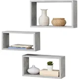 [en.casa] Mandal Wandregal 3 tlg. 40 x 12 x 10 cm Grau