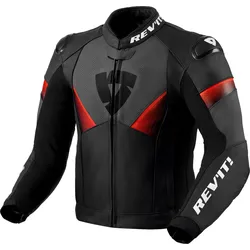 Revit Argon 2, Lederjacke - Schwarz/Neon-Rot - 56