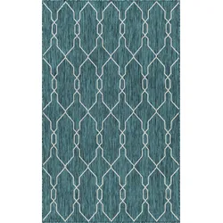 Teppich "Outdoor Crosses Lagerräumung", bunt (blau, elfenbeinfarben, grün), B:152cm H:4mm L:244cm, Polypropylen (PP), MYFLAIR MÖBEL & ACCESSOIRES, Teppiche, Flachgewebe, In- und Outdoor geeignet
