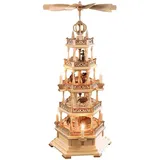 Weihnachtspyramide Erzgebirgsmotiv, 4-stöckig, 77 cm hoch, elektr.. MU 10688 NEU