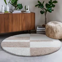 Hochflor-Teppich SANAT "Milano 1254", beige, H:30mm Ø:120cm, Kunstfaser, Teppiche, Hochflor, Wohnzimmer, Schlafzimmer, fußbodenheizungsgeeignet