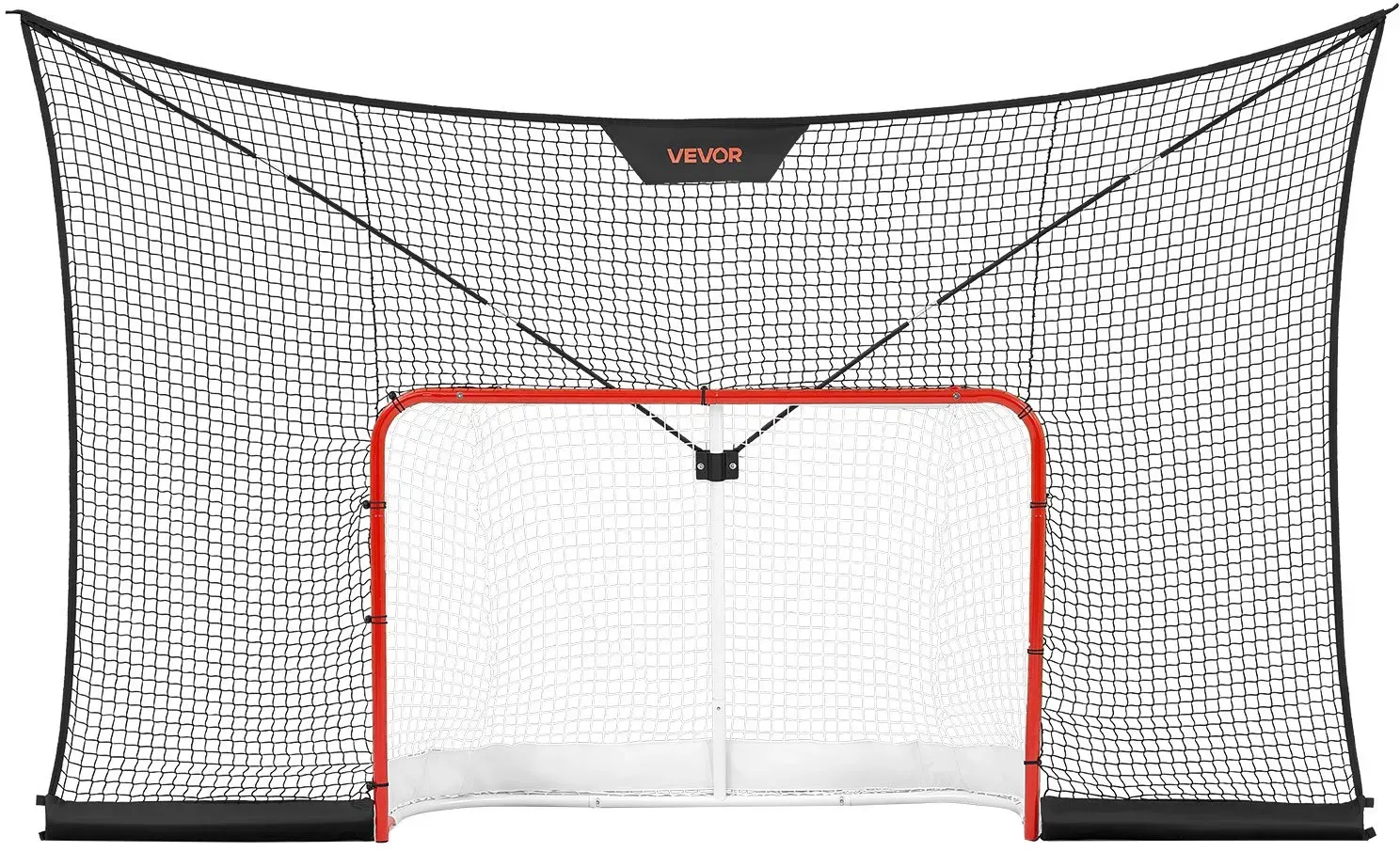 VEVOR Hockeytor- und Fangnetz-Set 366 x 213 cm mit Erweiterter Abdeckung, Leichtes Tragbares Komplettset, Strapazierfähiges Hockeynetz, Street-Hockey-Tor-Trainingsset für Jugendliche und Erwachsene