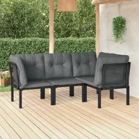 Ankonbej 4-tlg. Garten-Lounge-Set Schwarz und Grau Poly Rattan