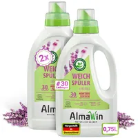 AlmaWin® Weichspüler mit Lavendel-Duft [2x750ml - 60 Ladungen] für kuschelweiche Wäsche - Veganer Wäschespüler Bio kombinierbar mit allen Waschmitteln - Flüssiger Weichspüler Öko Softener