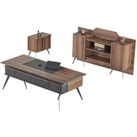 aea Sideboard 90 x 75 x 220 cm Braun/Grau