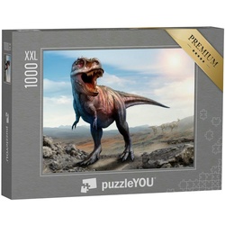 puzzleYOU Puzzle Puzzle 1000 Teile XXL „Tyrannosaurus rex, 3D-Illustration“, 1000 Puzzleteile, puzzleYOU-Kollektionen Dinosaurier, Tiere aus Fantasy & Urzeit
