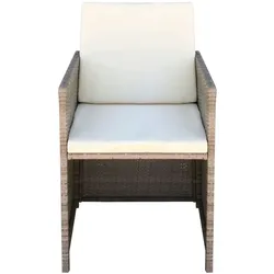 vidaXL Gartenstühle 2 Stk. mit Polstern und Kissen Poly Rattan Beige