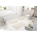 Kleine Wolke Badematte Nevada, Höhe 5 mm, beidseitig nutzbar, fußbodenheizungsgeeignet, Baumwolle, rund, Badteppich, Uni-Farben, rechteckig & rund erhältlich beige rund | Ø 80 cm x 5 mm