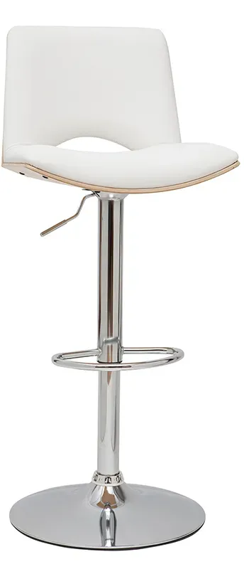 Tabouret de bar design réglable blanc et bois clair PANACH