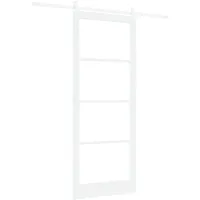 vidaXL Haustür Schiebetür Weiß 93 x 232 cm Massivholz Kiefer und Glas (1-St) weiß