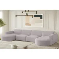 Fun Möbel Wohnlandschaft U-Form Sofa PALMA XL in Stoff Ascot Rose - Rosa