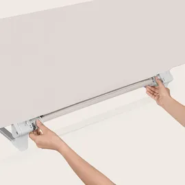 lionelo Lora XL Tragbares Bettschutzgitter für Kinder, Neigungsverstellung bis 180°, klappbares Schutzgitter für Bett, 45 cm – 150 cm, StandSafe-Sicherung, Schutz gegen Herausfallen