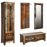 Massivmoebel24 Garderobe NATURE OF SPIRIT 9002 Vintage Mehrfarbig Indisches Altholz