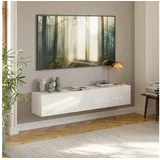 [en.casa] Evaton TV-Lowboard 160 x 32 x 30 cm Weiß Spanplatte