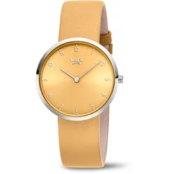 Boccia Damen Armbanduhr 3309-15 Trend Lederband gelb