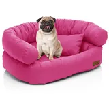Juelle Hundebett - mittelgroße Hunde Sofa, Abnehmbarer Bezug maschinenwaschbar, flauschiges Bett, Hundesessel Santi S-XXL (Größe: M - 80x60cm, Indian Rosa)