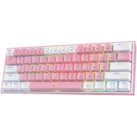 Redragon K617 Fizz 60% Kabelgebundene RGB-Gaming-Tastatur, 61 Tasten Kompakte Mechanische Tastatur mit Rosa und Weißen Tastenkappen, Linearer Roter Schalter, Pro-Software Unterstützt