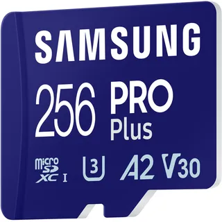 Samsung PRO Plus R180/W130 microSDXC 256GB Kit, UHS-I U3, A2, Class 10 (MB-MD256SA/EU)