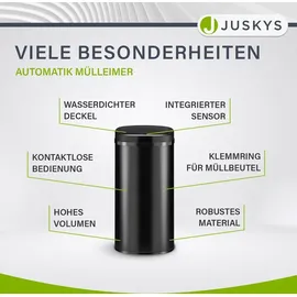 Juskys Rechteckiger Mülleimer mit Sensor - Schwarz