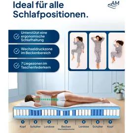 AM Qualitätsmatratzen Taschenfederkernmatratze 90 x 200 cm H3