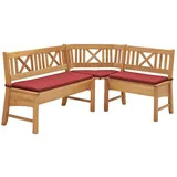 58 aufm Kessel ECKBANK Delbin 139 x 179 x 87 Massivholz Wildeiche geölt/Weinrot | Gr.: onesize