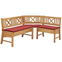 58 aufm Kessel ECKBANK Delbin 139 x 179 x 87 Massivholz Wildeiche geölt/Weinrot | Gr.: onesize