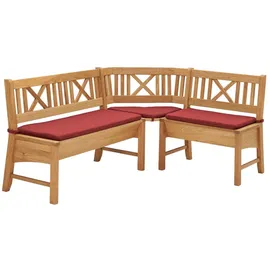 58 aufm Kessel ECKBANK Delbin 139 x 179 x 87 Massivholz Wildeiche geölt/Weinrot | Gr.: onesize