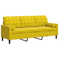 vidaXL 3-Sitzer-Sofa mit Zierkissen Gelb 180 cm Samt