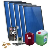 Solarpaket SUNEX für Brauchwasser mit 5x AMX 2.51 Flachkollektoren, 12,55m2, Flachdachmontage, ohne Speicher