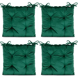Stuhlkissen Aleksa 4er Set - Elegante Sitzkissen mit mit samtweichem Velvet Stoff Farbe:Dunkelgrün