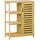 kleankin Badezimmerschrank Badschrank mit Schrankfach, 3 Offenen Ebenen, Toilettenschrank mit Kippschutz, Beistellschrank für Bad, Bambus, Natur, 66 x 33 x 87 cm