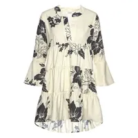 LASCANA Blusenkleid Blumenprint Schwarz/Creme 48/50