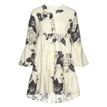 LASCANA Blusenkleid Blumenprint Schwarz/Creme 48/50