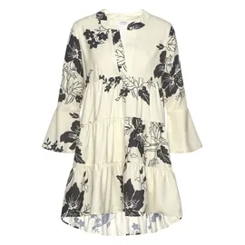 LASCANA Blusenkleid Blumenprint Schwarz/Creme 48/50
