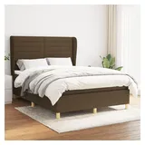 vidaXL Boxspringbett mit Matratze Dunkelbraun 140x200 cm Stoff