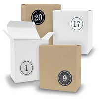 Adventskalender zum Füllen 24x Quader gemischt WEISS BRAUN + Sticker V09 Z04 - Weiß