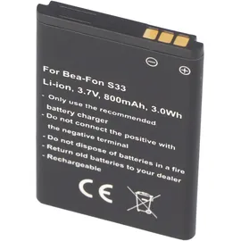 AccuCell Nachbau Akku kompatibel Bea-Fon S33, C140, C240 Akku 3,7 Volt 800mAh Li-Ion Akku 53,2 x 34,0 x 4,6mm