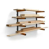 Bora Portamate PBR-0410 Kragarmregal Wandregal – 4 Ebenen, Wandmontage, Schwerlast 200 kg, für Garage und Werkstatt, Holzlagerung, Rohre, Leitern, Sportgeräte