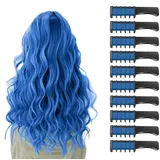 MSDADA 10 Stück Haarkreide Kamm, Temporär Haarfarbe Kreide Kamm Haarkreide Auswaschbar Temporäre Instant Einmalige Haar Colorationen Ungiftig Haarfarbe für Kinder Party Cosplay Weihnachten(Blau)