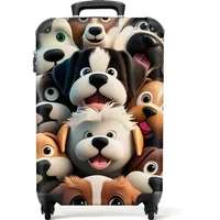noboringsuitcases Kinderkoffer Hund 4-Rollen Cabin 55 cm / 20 l braun/bunt
