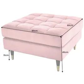 LEBENSwohnART Moderner Hocker COMFORT 80cm alt-rosa Samt Taschenfederkern