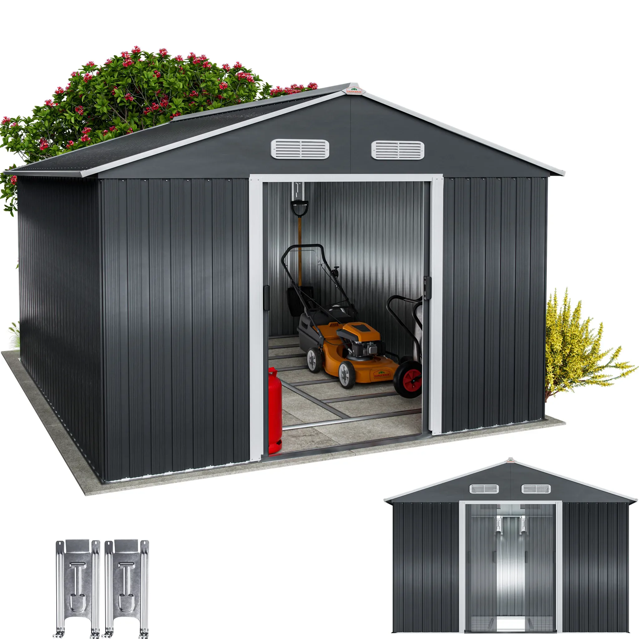 Garden Shed Anthracite Metal 312x257x177,5cm
